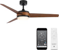 WAC Lighting Mod 3-Blade Aluminum Smart Ceiling Fan in Matte Black/Koa Brown