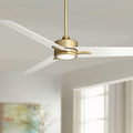 Casa Vieja 60' Monte Largo Modern Mid Century Indoor Ceiling Fan 3 Blade LED Light Remote Control Soft Brass Finish White Blades Bedroom Living Room Kitchen Dining Office Decorative with 24' Downrod