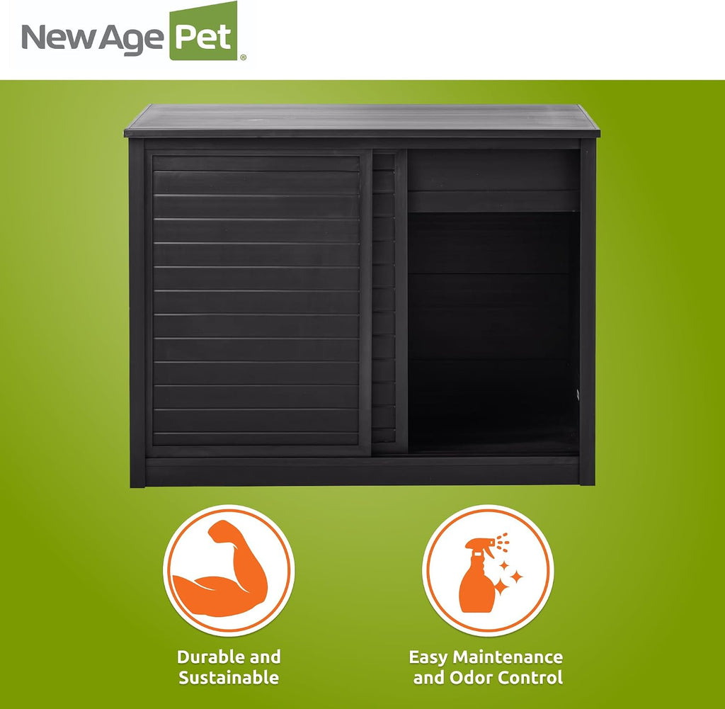 New Age Pet ECOFLEX 36' Storage Cabinet for Pets in Black, Durable Wood Plastic Composite, Non Toxic, Easy Assembly, Ideal for Bedding, Food, Toys, Medium Mojave Reptile Habitat Compatible