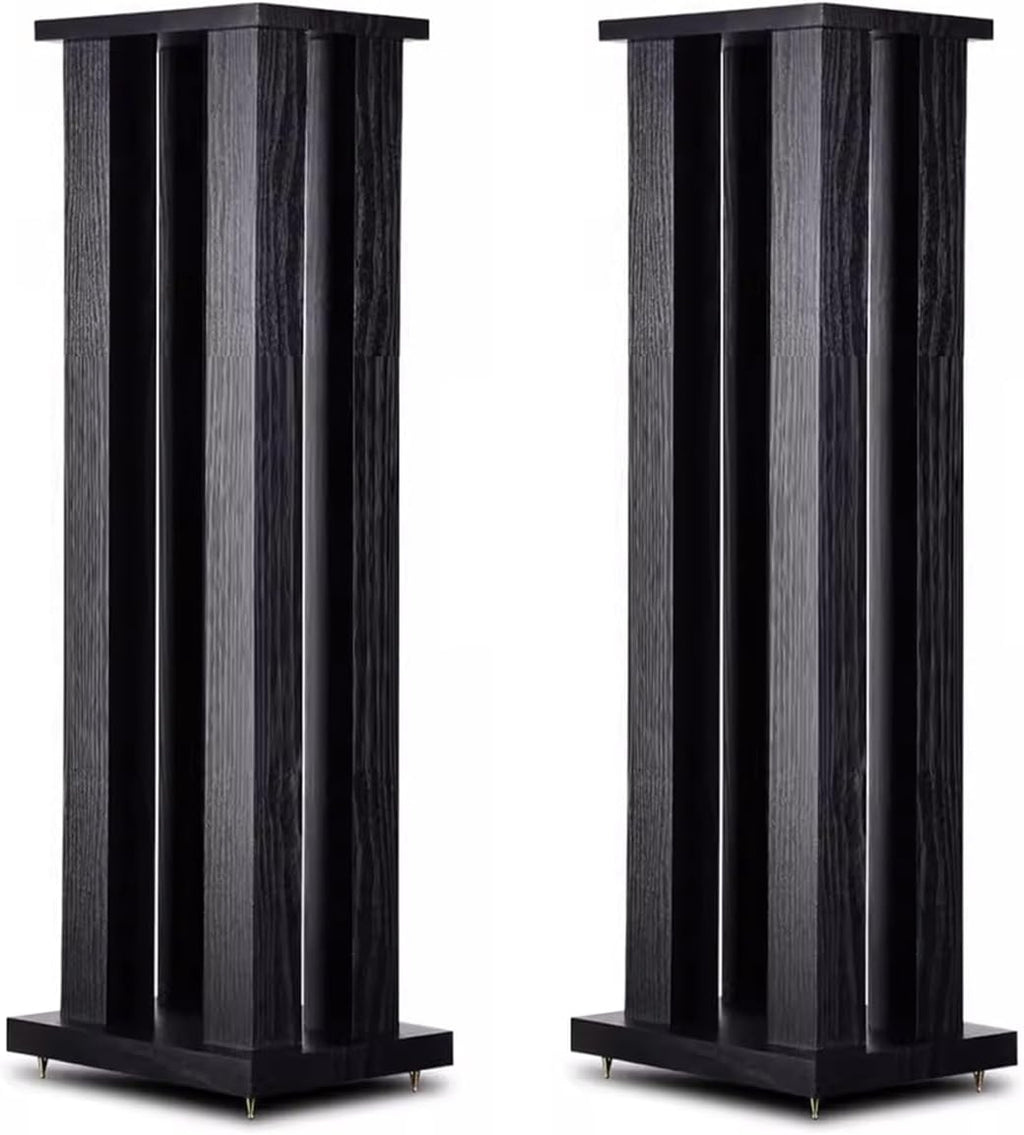 Speaker Stand 24inch Heavy Duty Wood Speaker Stands Pair Bookshelf, Universal Studio Monitor Holder for Satellite Speakers, Home Theater/Living Room Use(Black)