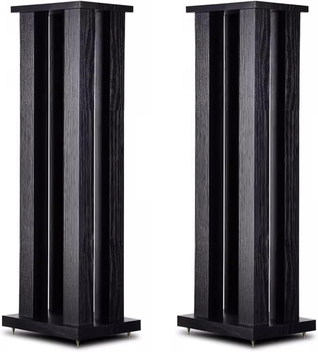 Speaker Stand 24inch Heavy Duty Wood Speaker Stands Pair Bookshelf, Universal Studio Monitor Holder for Satellite Speakers, Home Theater/Living Room Use(Black)