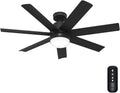 Hunter Fan 52 inch Indoor/Outdoor Matte Black Ceiling Fan with Light and Remote Control for Bedroom, Living Room, Dining Room, Kitchen, Office, Patio, CC5C15C35 (Renewed)