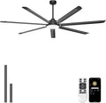Ohniyou 84'' Large Ceiling Fan with Lights, High CFM Industrial Ceiling Fan Remote/APP Control, 7 Aluminum Blades, 3CCT, for Warehouse, Shop, Gym, Black
