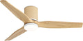 LEDLUX 52' Ceiling Fan with Light - Low Profile Flush Mount Ceiling Fan, 6-Speed Remote Control, Solid Wood, Quiet Reversible DC Motor, Wood/White Finish, for Bedroom, Living Room, Porch