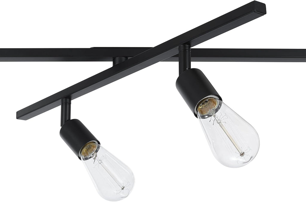 Globe Electric 64000125 64' 6-Light Double Center Swivel Track Lighting, Matte Black, Adjustable Pivoting Heads, Center Canopy, Modern Ceiling Light for Kitchen Island, Hallway, or Dining Room