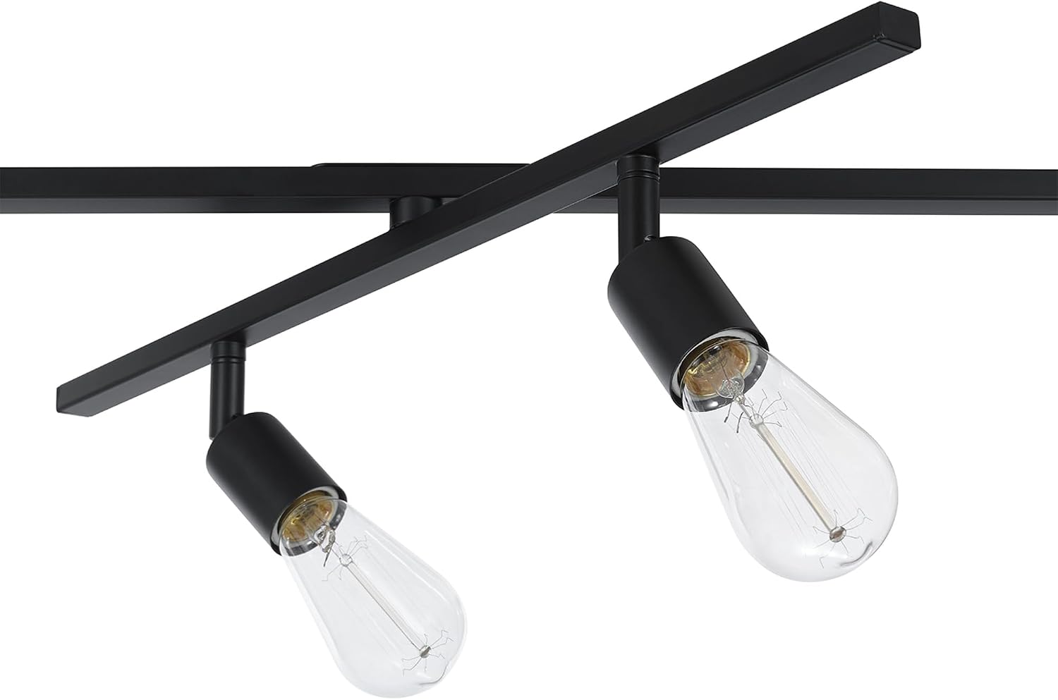 Globe Electric 64000125 64' 6-Light Double Center Swivel Track Lighting, Matte Black, Adjustable Pivoting Heads, Center Canopy, Modern Ceiling Light for Kitchen Island, Hallway, or Dining Room
