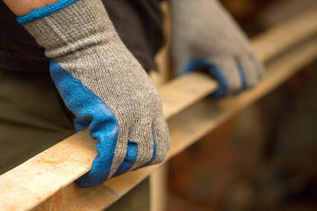 G & F Products G & F Rubber Latex Coated Work Gloves for Construction, Blue, Crinkle Pattern, Men's