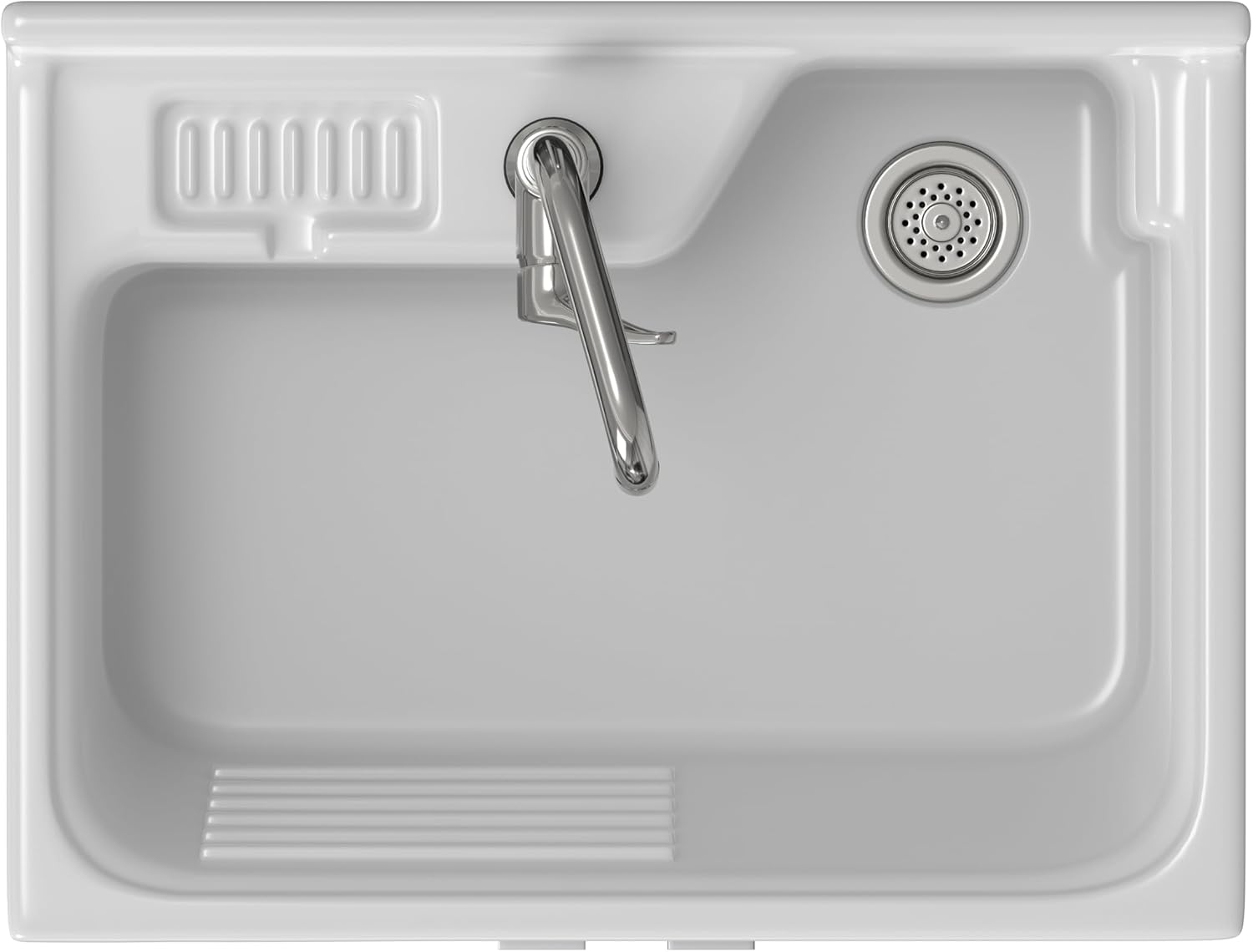 SIMPLIHOME Murphy All-in-One 28 inch Wide Utility Sink and Laundry Cabinet in Pure White Finish, Transitional ABS Sink Cabinet for Laundry Rooms with High-Arch Chrome Faucet and Pull-Out Spray
