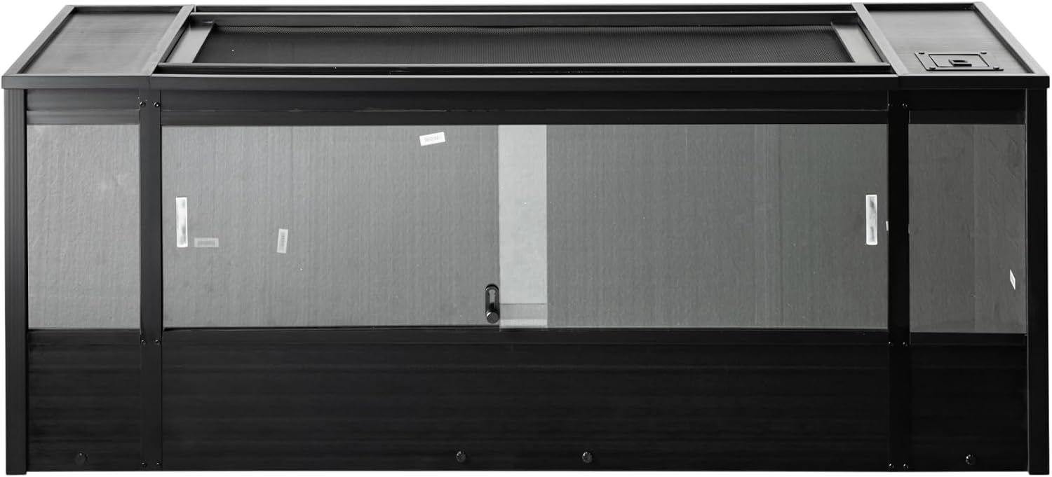 New Age Pet ECOFLEX 60' Wide X-Large Reptile Habitat, Mojave Lounge for Snakes, Tortoises & Lizards in Maple, Black & Grey, Easy Assembly, Sliding Glass Doors & Mesh Top