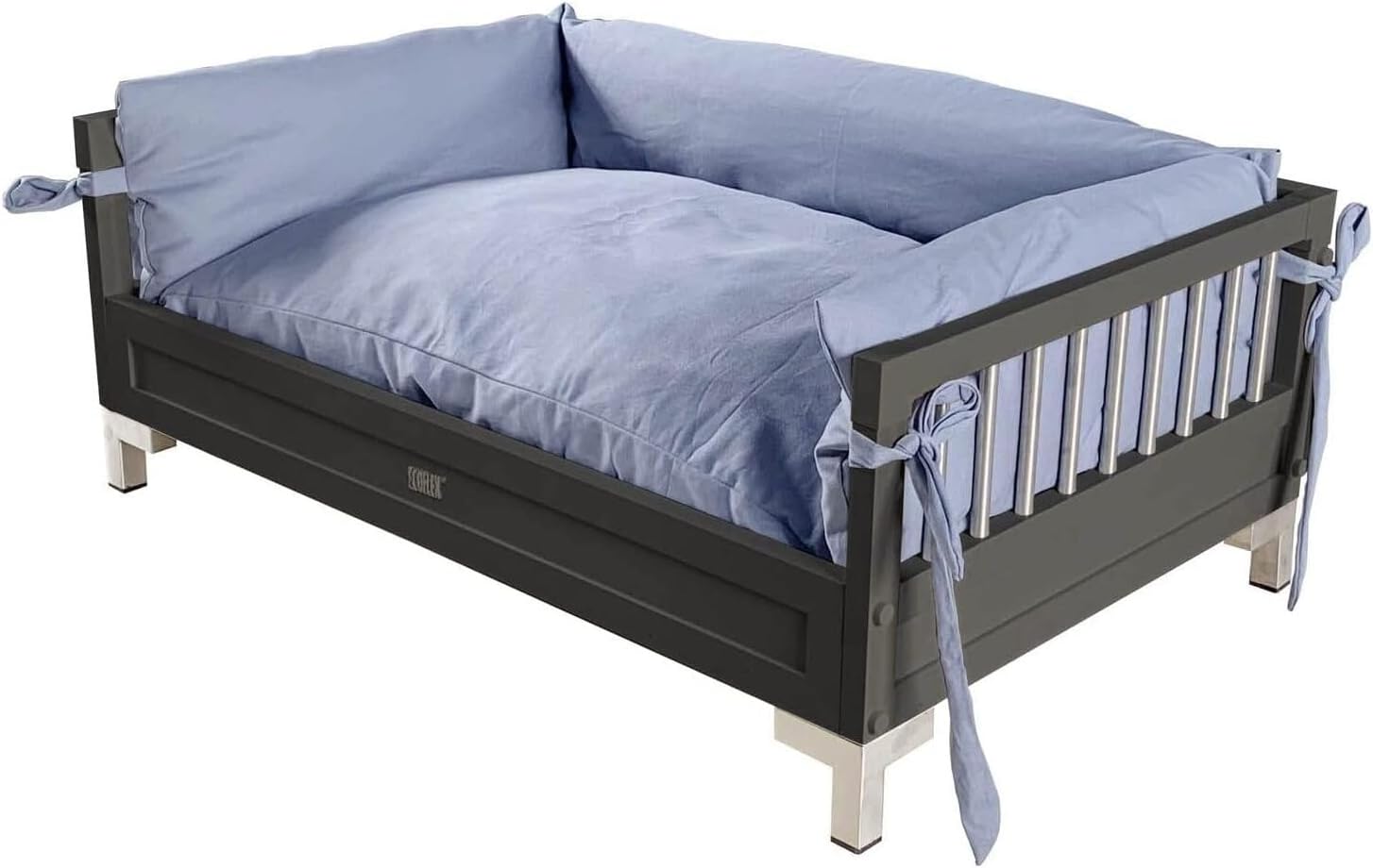 New Age Pet ECOFLEX Manhattan Raised Dog Bed, Moisture Resistant Frame with Stainless Steel Accents, Memory Foam Cushion, Espresso Black, X-Large