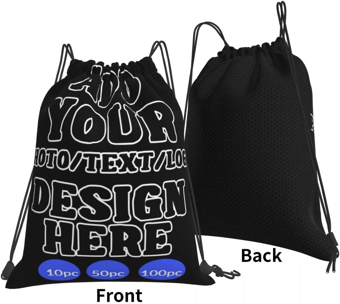 Custom Drawstring Backpack Set Of 10/50/100 Personalized Draw String Back Bag With Your Logo for Gym, Travel & Everyday Style14