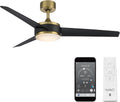 WAC Lighting F-054L-SB/MB Mod 54' Outdoor Ceiling Fan with LED Lights & Remote, Satin Brass/Matte Black