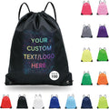 JEOHLORY pack of 100 Custom Bags With Your Logo,customized backpack,promotional items,Drawstring Backpacks,Great for Everyday Use (Custom black)