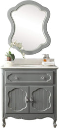34' Knoxville Victorian Shabby Chic Gray Bathroom Vanity & Mirror GD-1533CK-MIR