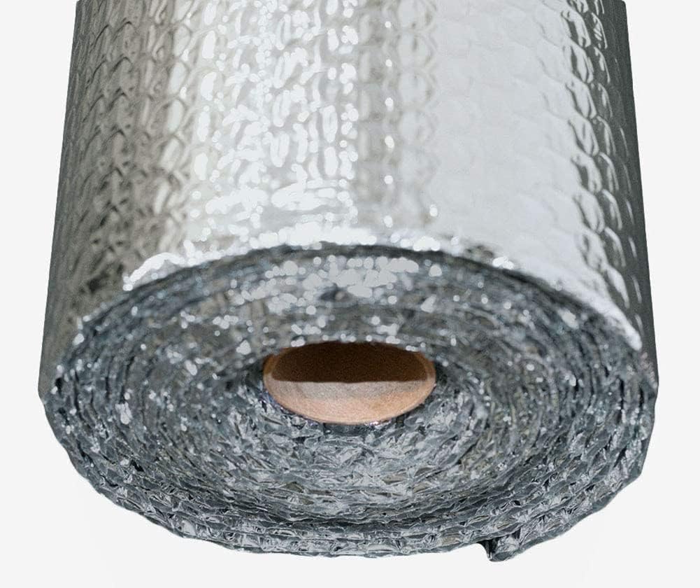Reflective Foil Insulation Poly-Air Foam Radiant Barrier Bubble Film Heat Blocker RV Window No Tear for Winter Weatherproof Attics Windows Garages RV's Ducts (R8/FIRE Rated/Weatherproof) 48in x 50ft