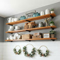 HDDFER Industrial Pipe Wall Wood Shelves,Real Wooden Shelves 48' in Special Brown Color with 1.2' Extra Thickness, Modern Floating Shevles Bookshelf Shelving Units for Rustic Farmhouse Decor