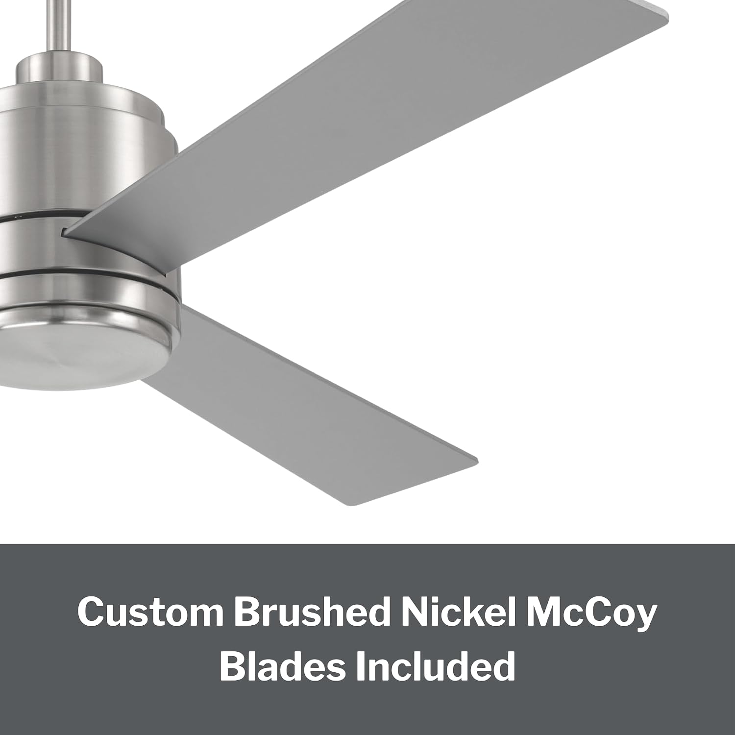 Craftmade McCoy 52' Indoor Ceiling Fan | 3-Blade Brushed Nickel | Integrated 18W Dimmable 3000K LED Light | Hardwired Wall Control, 4-Speed Reversible Motor | Rated for Indoors Only