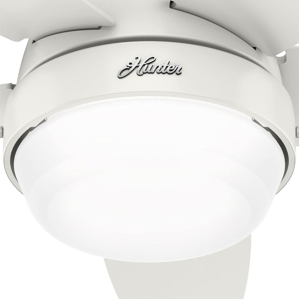 Hunter 44 inch Indoor Ceiling Fan with LED Light - White Ceiling Fan with Pull Chain, For Bedroom, Living Room, or Kitchen, Low Profile Mount, No Remote, 5 Blades - Lilliana 51224, Fresh White