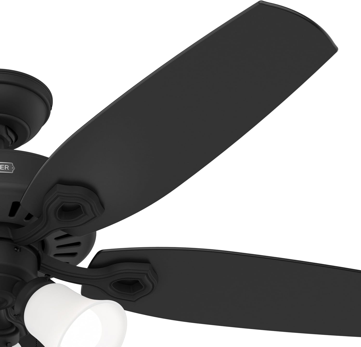 Hunter Fan 52 Inch Matte Black Indoor Ceiling fan with LED Light and Pull Chain for Bedroom, Living Room, Office, Basement, Kitchen, Dining Room (Renewed)