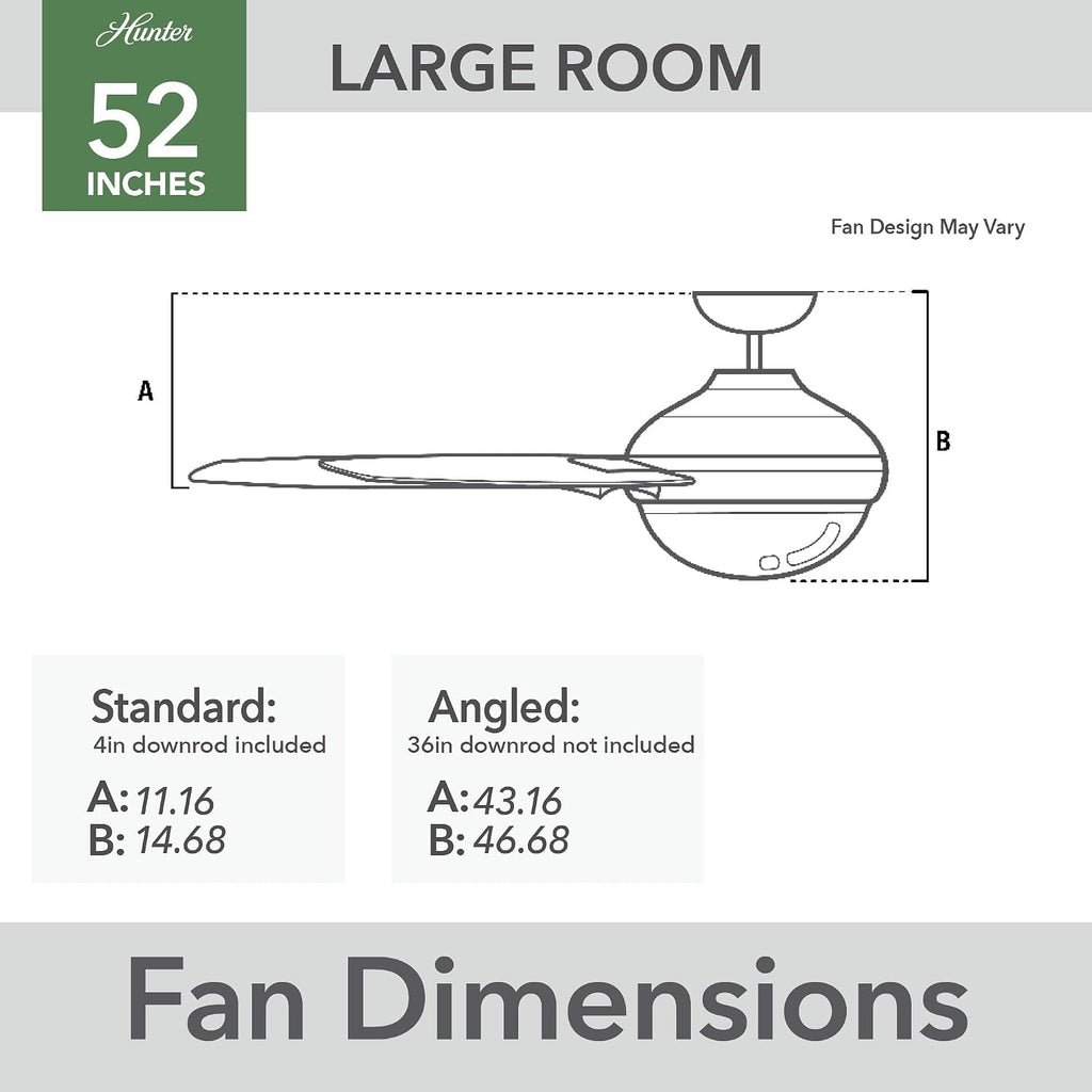 Hunter Fan 52 Inch Matte Silver Indoor/Outdoor Ceiling Fan with Lights for Farmhouse, Patio, Bedroom, Living Room, Office, Basement, Kitchen (Renewed), CC5C26C12