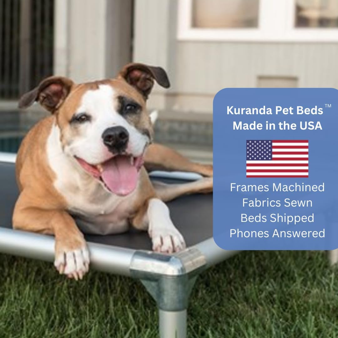 Kuranda Chewproof Elevated Crate Bed - Silver Aluminum - 30' x 20' - Vinyl - Smoke