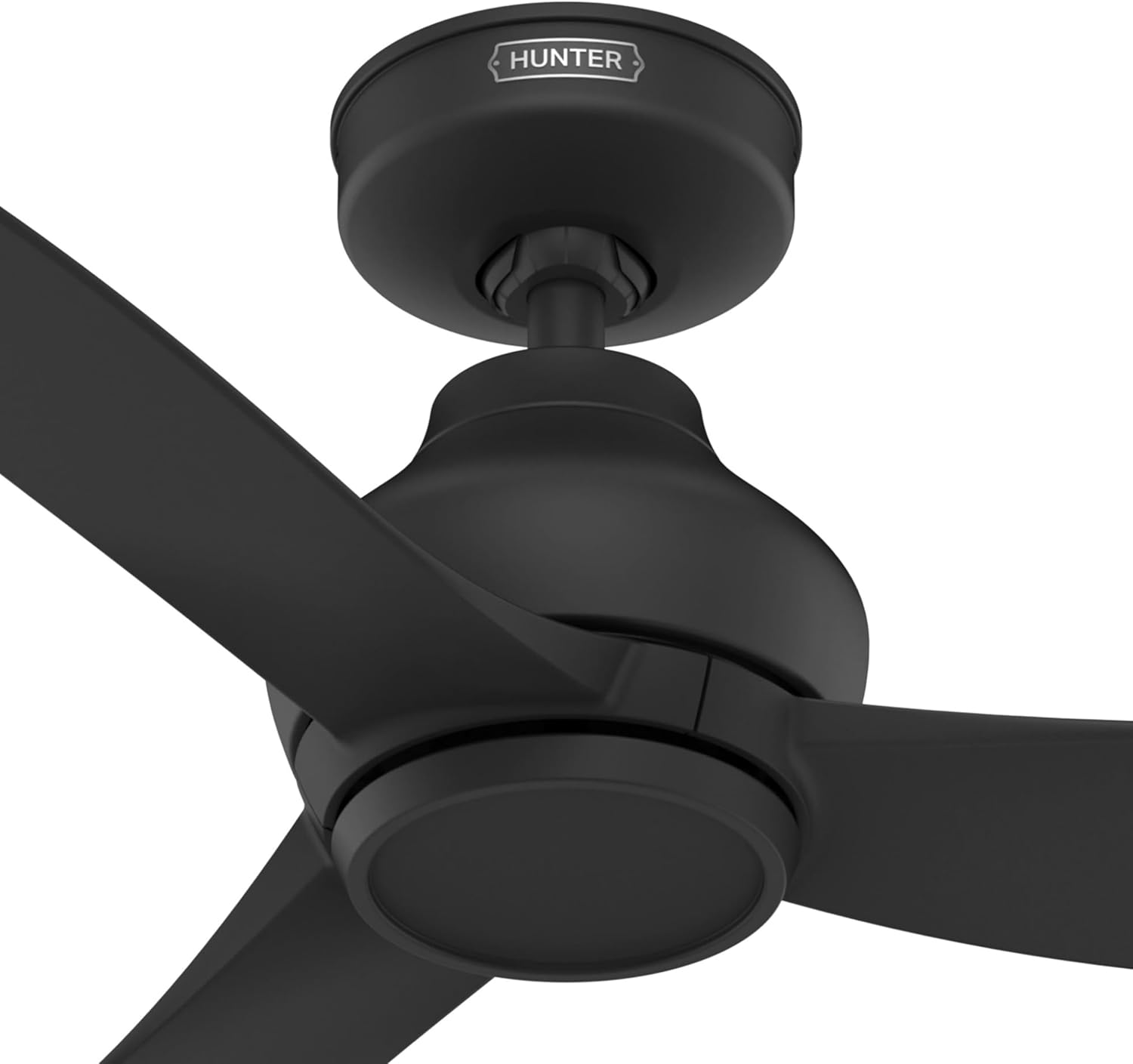 Hunter Fan Outdoor or Indoor Ceiling Fan, 52 in Black Ceiling Fan with Remote and No Light for Patios, Living Room, Bedroom, Porch, Garage (Renewed)