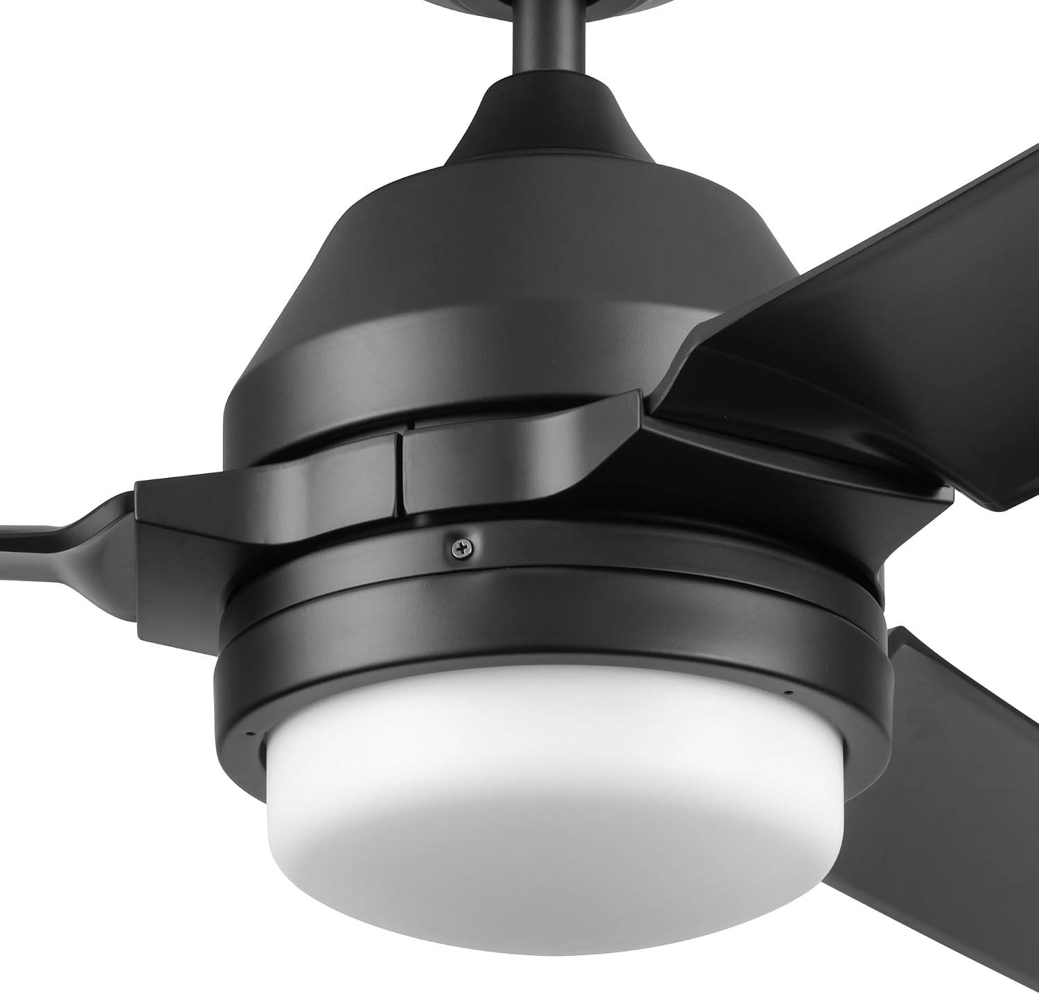 Honeywell Ceiling Fans Port Isle Modern 54 Inch Outdoor Ceiling Fan with Light, LED Fan with Remote Control, 3 Contemporary Matte Black Weather Resistant Blades, Black (51986-01)