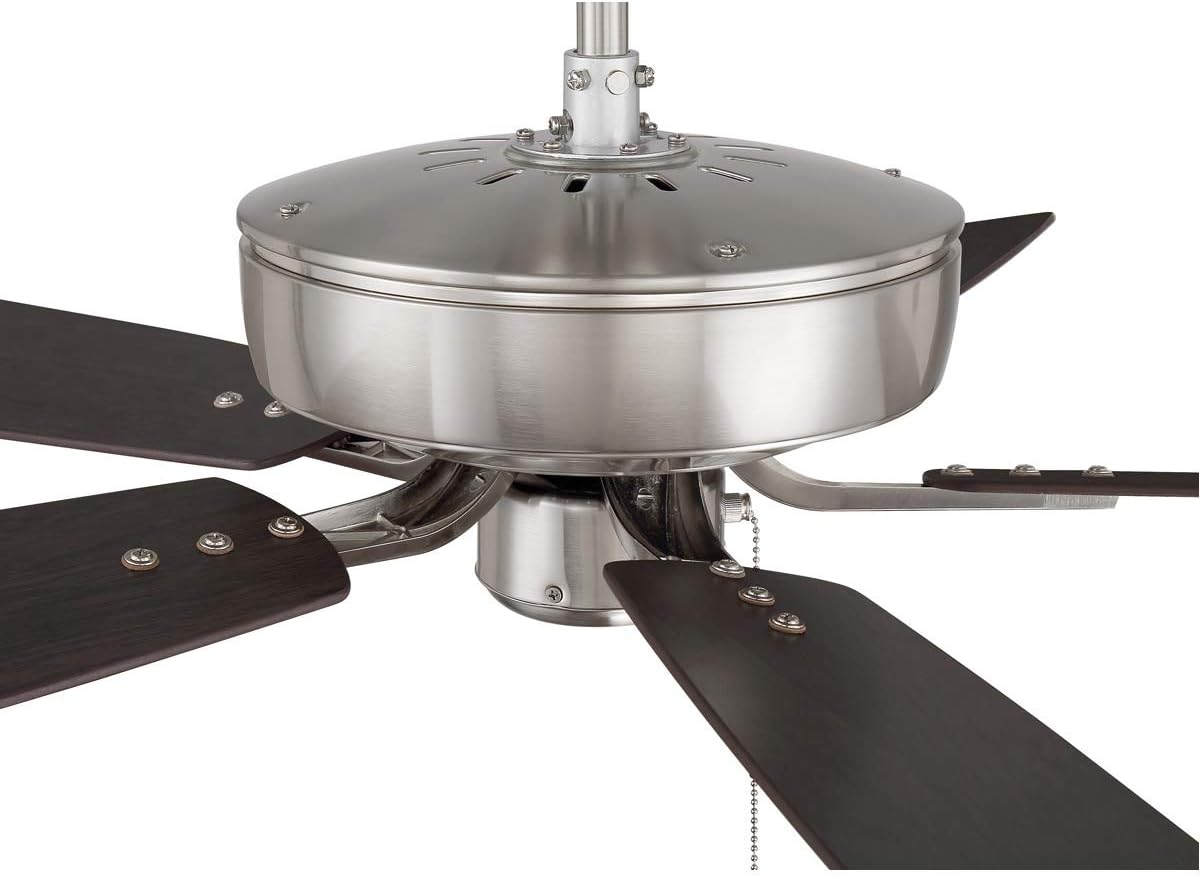 Craftmade 52' Pro Plus P52BNK5-52DWGWN Indoor Fan with in Brushed Polished Nickel with Reversible Greywood/Grey Walnut Blades