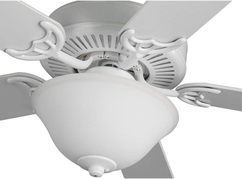 Progress Lighting AirPro Collection 52' Five-Blade Ceiling Fan with White Etched Light Kit