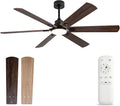 BOOMJOY 60 Inch Black Outdoor Ceiling Fans with Lights and Remote, Dimmable 6 Blade Large Outdoor Ceiling Fans for Patios, Black Ceiling Fan with Light for Bedroom Indoor Living Room