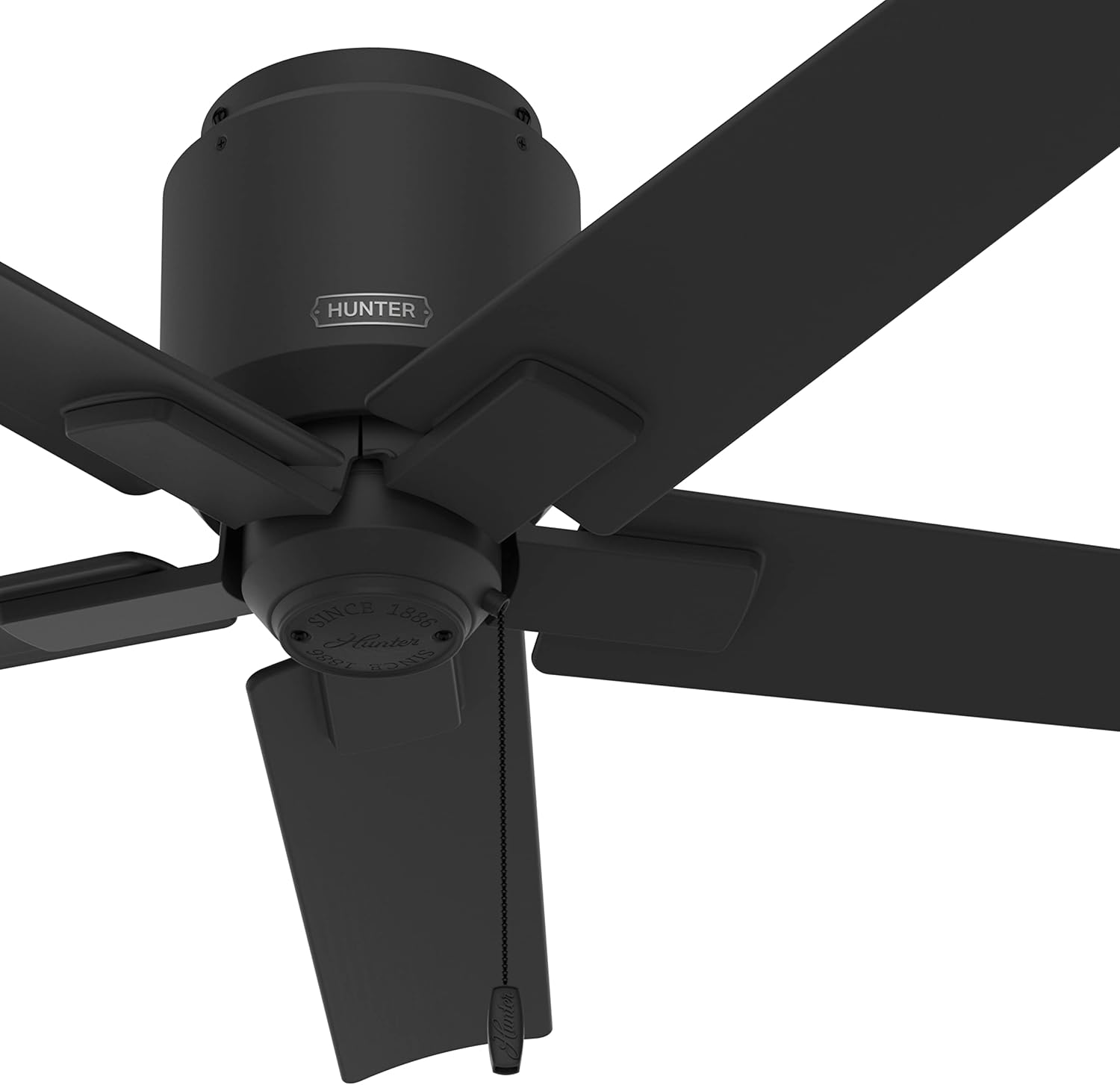 Hunter Fan 44 inch Low Profile Matte Black Outdoor Ceiling Fan with 5 Blades and Pull Chain (Renewed)