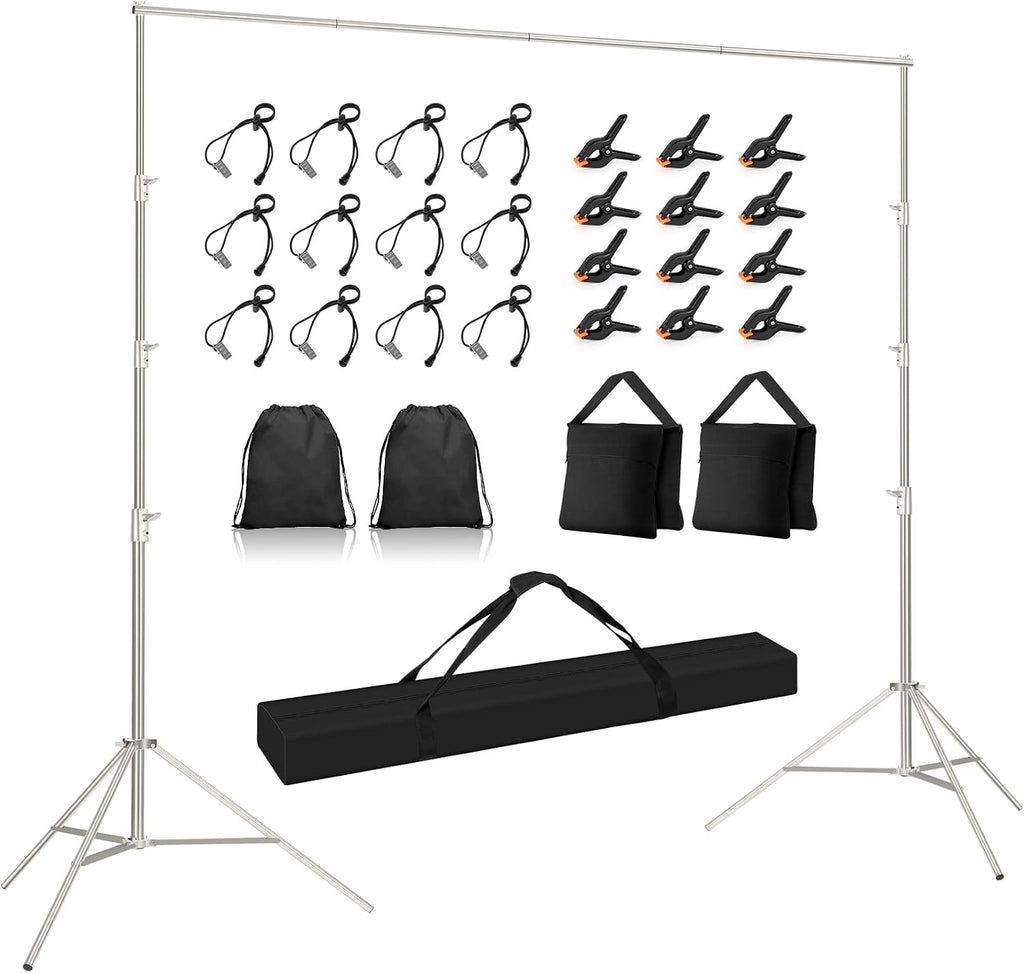 Stainless Steel 4x4 Meter Heavy Duty Backdrop Stand, Adjustable Large Photography Background Support System with Carry Bag for Party, Wedding, Event Decoration, Photo Booth – 13x13 FT