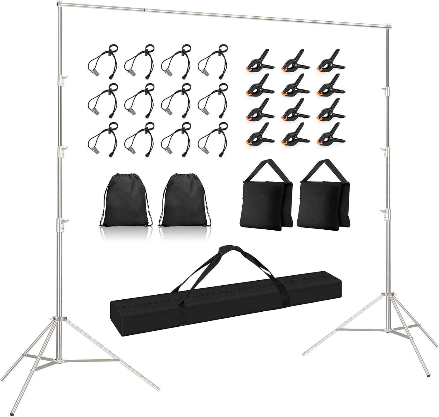 Stainless Steel 4x4 Meter Heavy Duty Backdrop Stand, Adjustable Large Photography Background Support System with Carry Bag for Party, Wedding, Event Decoration, Photo Booth – 13x13 FT
