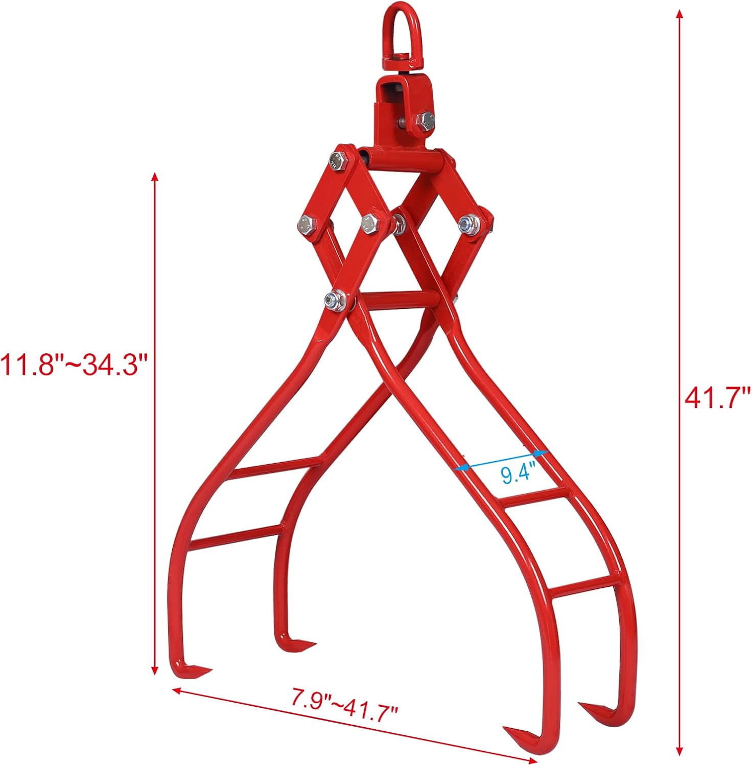 4 Claw 36' Heavy Duty Log Lifting Tongs for Wood Logging Equipment Lifting Clamps, Timber Log Lifting Tongs Solid Steel, Swivel Dragging Steel Tongs Log Lifting, Handling, Dragging & Carrying Tool