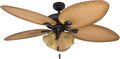Honeywell Ceiling Fans Palm Valley, 52 Inch Tropical Indoor Outdoor Ceiling Fan with Light, Pull Chain, Three Mounting Options, 5 Palm Leaf Blades, Reversible Motor - 50506-01 (Bronze)