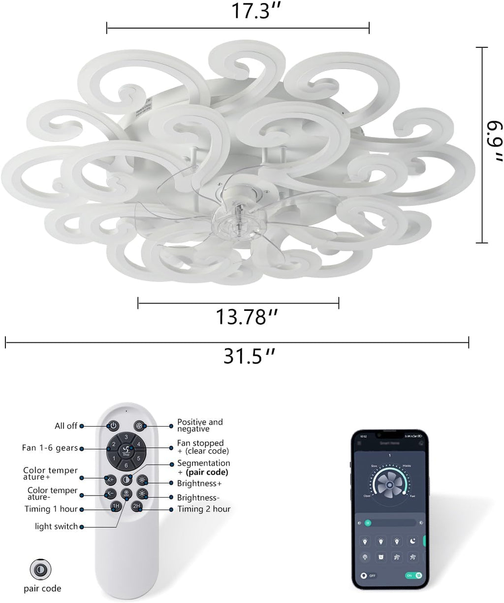 Modern LED Ceiling Light with Elegant Swirl Design, Energy-Efficient White Ceiling Lamp, Stylish Light Fixture for Living Room, Bedroom, or Office