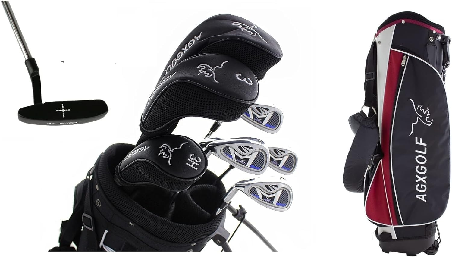 Boys Left Hand XLT 12 Piece Complete Golf Club Set w460cc Driver, 3 Wood, Hybrid Iron, 6-PW Irons, Stand Bag & Free Putter; Teen or Tween or Tall Length: USA Built