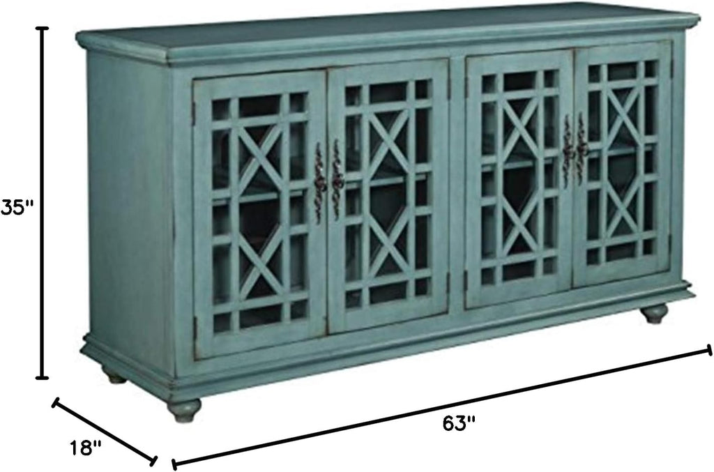 Martin Svensson Home Elegant TV Stand, 63' W x 35' H, Antique Teal-Green