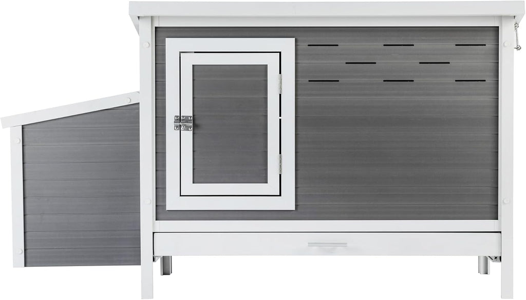 New Age Pet ECOFLEX Fontana Premier Chicken Barn, Weather Resistant Gray Coop with Easy Clean Pull Out Tray, Nesting Box, Hinged Roof, Easy No Tool Assembly for 2 to 4 Chickens