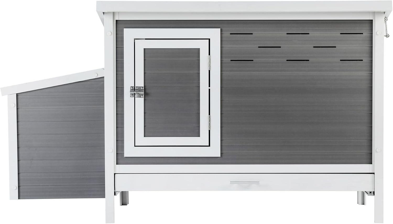 New Age Pet ECOFLEX Fontana Premier Chicken Barn, Weather Resistant Gray Coop with Easy Clean Pull Out Tray, Nesting Box, Hinged Roof, Easy No Tool Assembly for 2 to 4 Chickens