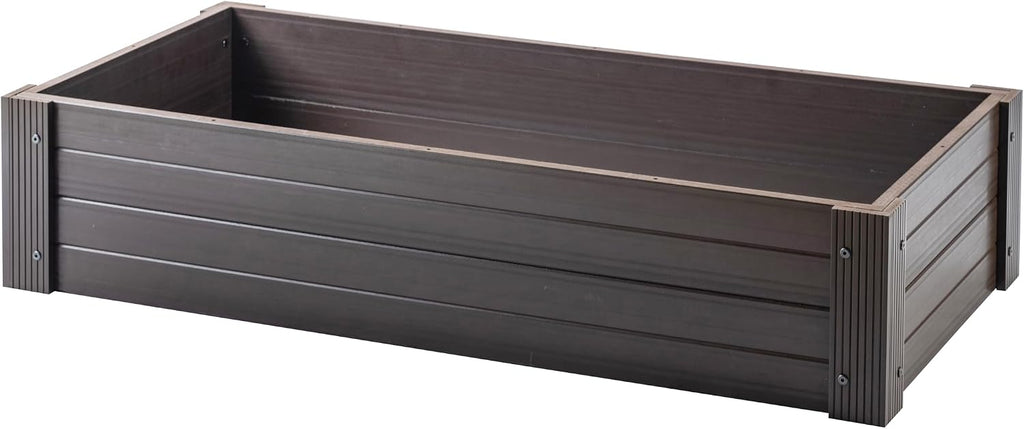 New Age Garden ECOFLEX Stackable Raised Garden Bed (2×4 ft), Open Bottom Composite Planter, Stackable, Non‑Toxic, Eco‑Friendly Walnut Finish