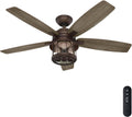 Hunter 52 inch Outdoor or Indoor Ceiling Fan with LED Lights and Remote Control - Standard Mount Ceiling Fan, 5 Blades, For Patio, Porch, Garage, or Living Room - Coral Bay 51469, Weathered Copper