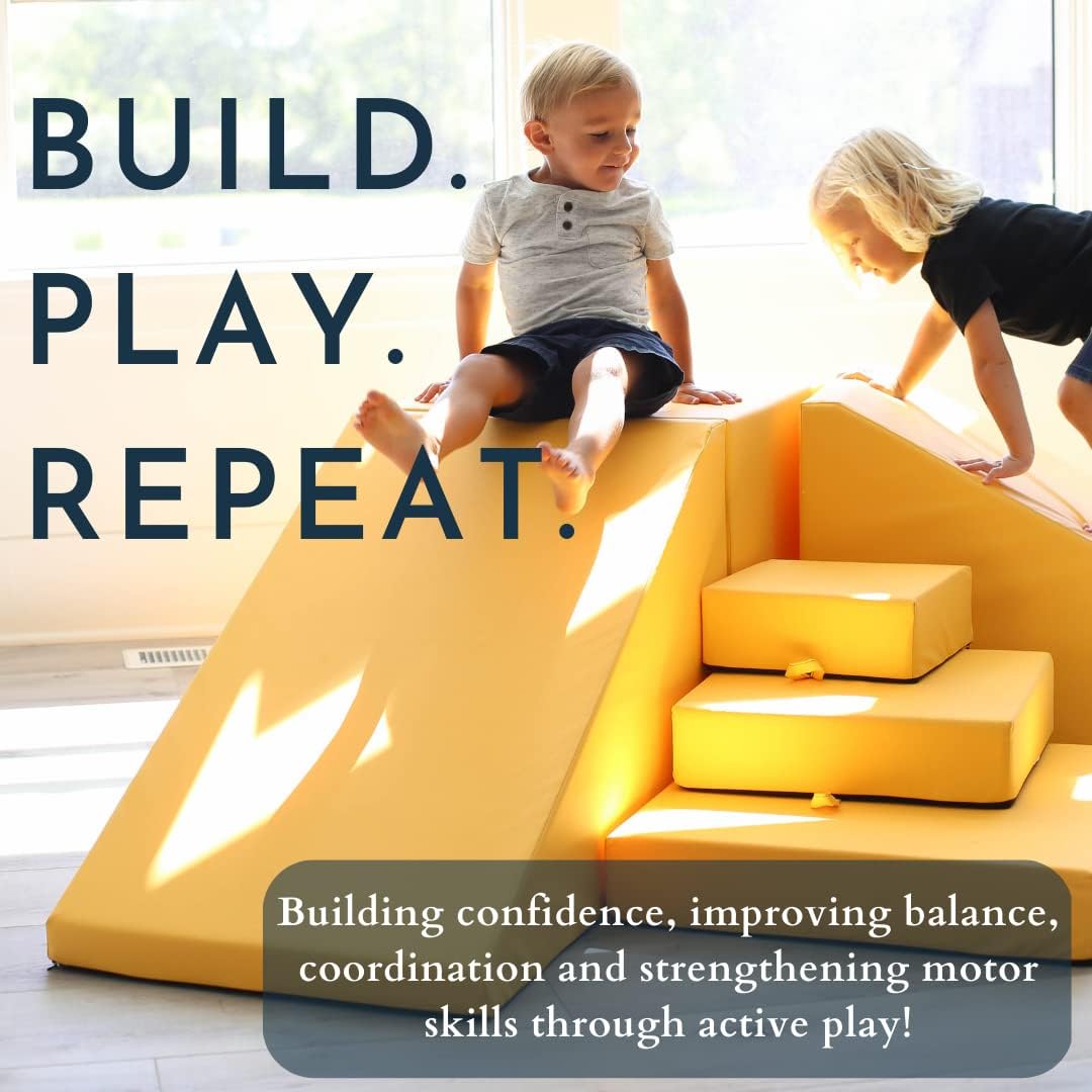 foamnasium Large Block, Indoor Foam Playset, Soft Toddler and Active Kids Play Foam Block for Crawling, Climbing, and Jumping, Made in The US, White