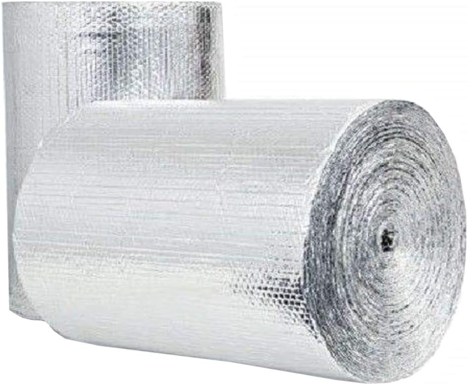 Double Bubble Reflective Foil Insulation Poly-Air Foam Core Radiant Barrier Film Heat Blocker Heat Guard No Tear for Winter Summer Weatherproof Attics Windows Garages RV's Ducts Barns (2ft x 100ft)