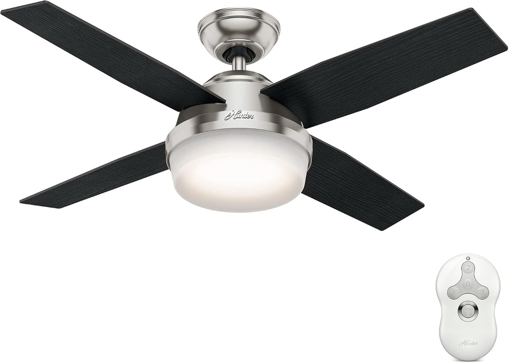 Hunter Fan 44 inch Contemporary Brushed Nickel Finish Indoor Ceiling Fan with LED Light Kit and Remote Control (Renewed)