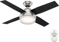 Hunter Fan 44 inch Contemporary Brushed Nickel Finish Indoor Ceiling Fan with LED Light Kit and Remote Control (Renewed)