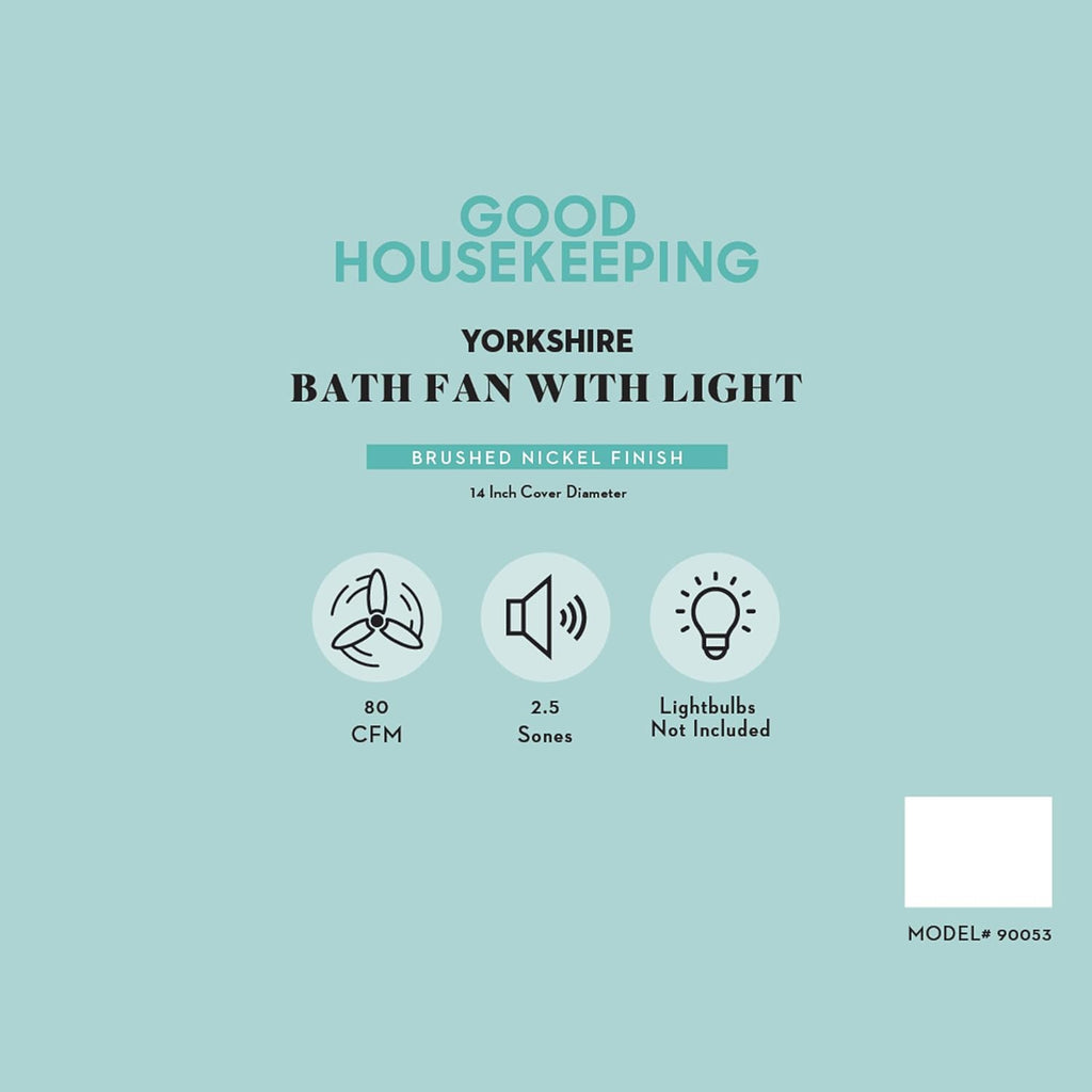 Good Housekeeping Yorkshire (90053) Decorative 80 CFM 2.5 Sones Bathroom Ventilation Exhaust Fan, Brushed Nickel