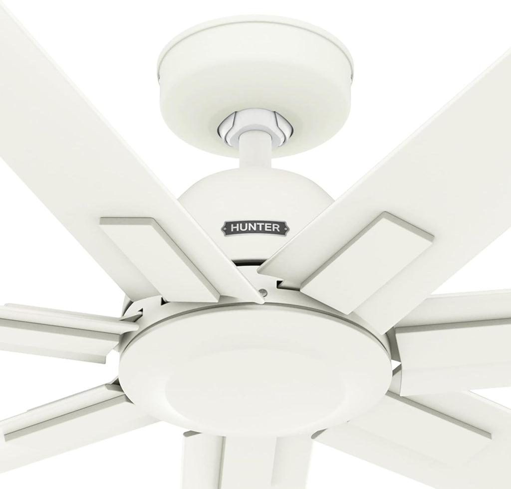 Hunter Fan 60 inch Matte White Indoor/Outdoor Ceiling Fan with 7 Baldes for Living Room, Bedroom, Farmhouse, Porch (Renewed)