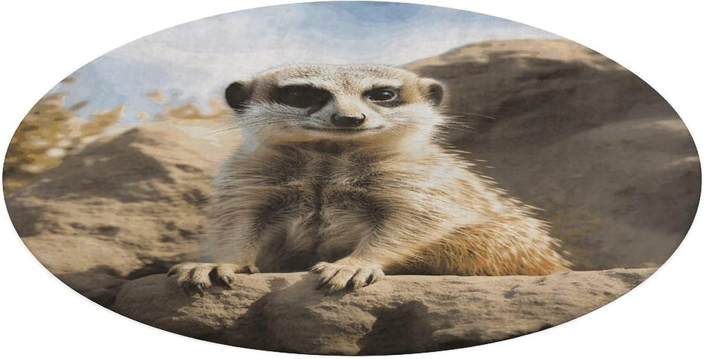 Meerkat Animal Coral Velvet Round Floor Mat Non-Slip Bath Rug Floor Covering for Bathroom Vanity Guest Suite & Vacation Home