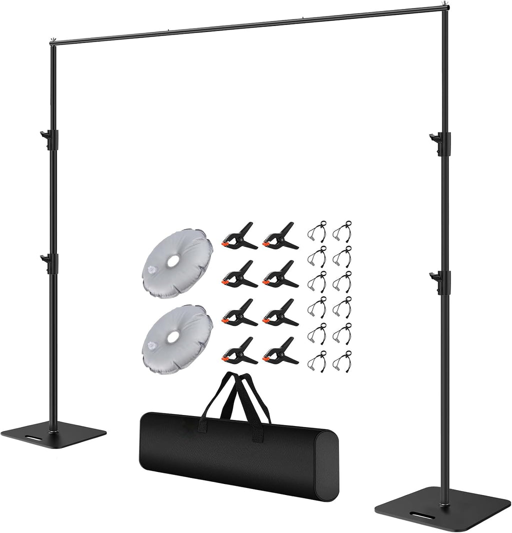 10ftx10ft Pipe and Drape Stand with Adjustable Metal Frame, Background Stand with Carrying Bag for Parties, Weddings, Birthdays
